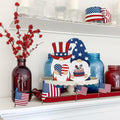DECSPAS 4th of July Double Sided Wooden Tiered Tray Red White Blue Decor by Deal US