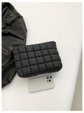 Verdusa Women's Puffy Quilted Makeup Bag Cosmetic Clutch Black One-Size by Deal US