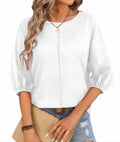 TAKEYAL Women's 3/4 Sleeve Basic Tee Shirt White Size XL by Deal US