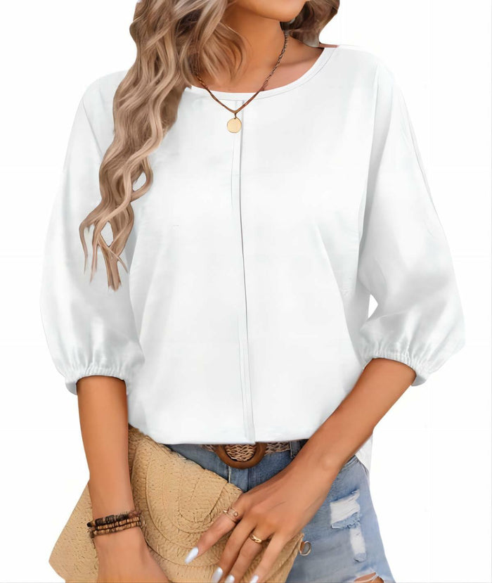 TAKEYAL Women's 3/4 Sleeve Basic Tee Shirt White Size XL by Deal US