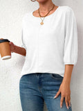 TAKEYAL Women's 3/4 Sleeve Basic Tee Shirt White Size XL by Deal US