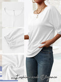 TAKEYAL Women's 3/4 Sleeve Basic Tee Shirt White Size XL by Deal US