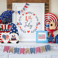 DECSPAS 4th of July Double Sided Wooden Tiered Tray Red White Blue Decor by Deal US