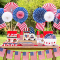 DECSPAS 4th of July Double Sided Wooden Tiered Tray Red White Blue Decor by Deal US