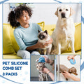 Baderke 3 Pcs Cat Tongue Comb Silicone Brush Kit Soft Massage Red by Deal US