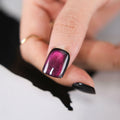 Purple Press On Nails Short Square Acrylic Cat Eye Color Changing 24 Pcs by Deal US