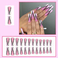 RIICFDD Halloween Fake Nails 24 Pcs Coffin Pink French Tip Ghost Designs by Deal US