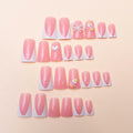 RIICFDD French Press On Nails 24 Pcs Medium Nude Pink White Tips Charms by Deal US