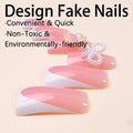 RIICFDD French Press On Nails 24 Pcs Medium Nude Pink White Tips Charms by Deal US