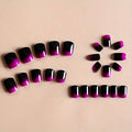 RTKHFZE French Tip Pink Long Square Press On Nails 24pcs Flower Rhinestones by Deal US
