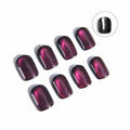 Purple Press On Nails Short Square Acrylic Cat Eye Color Changing 24 Pcs by Deal US