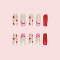 RIICFDD Heart Press On Nails Medium Square Glossy French Tip 72Pcs by Deal US