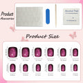 Purple Press On Nails Short Square Acrylic Cat Eye Color Changing 24 Pcs by Deal US