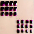 RTKHFZE French Tip Pink Long Square Press On Nails 24pcs Flower Rhinestones by Deal US