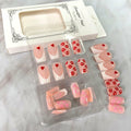 Valentine's Day Press On Nails Medium Square Red Lips Pink Heart French Tip by Deal US