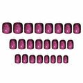 Purple Press On Nails Short Square Acrylic Cat Eye Color Changing 24 Pcs by Deal US