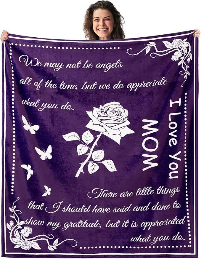 ROMROL Mom Blanket Super Soft Flannel Throw 50x60 Purple Cozy Gift by Deal US