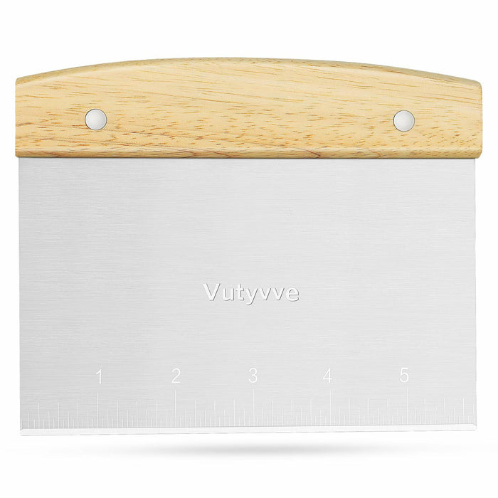 Vutyvve Dough Scraper Set, Wooden Handle Stainless Steel + 2 Plastic, 3 Pc by Deal US