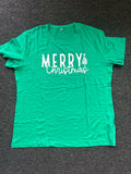 Merry Christmas Women's Graphic Short Sleeve Shirt Green Size XL by Deal US