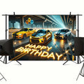BlissYard Race Car Happy Birthday Banner 70x43" Party Backdrop Decor by Deal US