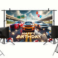 BlissYard Car Birthday Banner 70x43" Fast Cars Party Photo Backdrop by Deal US