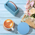 Queekay Wooden Drink Coasters Set of 8 with Holder 4in Grey Marble by Deal US