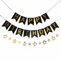 GLASNES Happy Birthday Banner Decoration Kit Black and Gold Party Supplies by Deal US