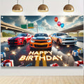 BlissYard Car Birthday Banner 70x43" Fast Cars Party Photo Backdrop by Deal US