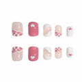 Vokupoga Square Press On Nails White Pink Acrylic 24Pcs Reusable by Deal US