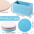Queekay Wooden Drink Coasters Set of 8 with Holder 4in Grey Marble by Deal US
