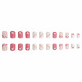 Vokupoga Square Press On Nails White Pink Acrylic 24Pcs Reusable by Deal US