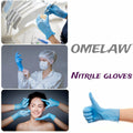OMELAW Blue Nitrile Gloves Large Powder-Free Latex-Free 100 Pack Size L by Deal US