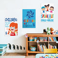 Feifeiya Child Abuse Prevention Poster Blue Pinwheel 9 Pcs Classroom Decor by Deal US