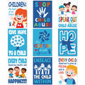 Feifeiya Child Abuse Prevention Poster Blue Pinwheel 9 Pcs Classroom Decor by Deal US