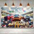 BlissYard Car Birthday Banner 70x43" Fast Cars Party Photo Backdrop by Deal US