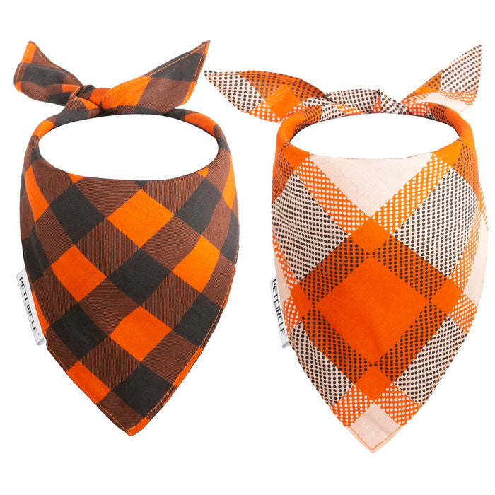 2 Pack Fall Dog Bandanas – Birthday Pet Scarf for Dogs & Cats, Orange L by Deal US