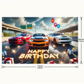 BlissYard Car Birthday Banner 70x43" Fast Cars Party Photo Backdrop by Deal US