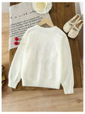 BEAUDRM Girl's Cherry Knit Sweater Long Sleeve Crewneck Apricot Size 11Y by Deal US