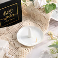Beeveer Ceramic A-Z Ring Holder Jewelry Tray 4.5x2.4in White Trinket Dish by Deal US