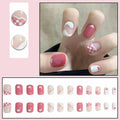 Vokupoga Square Press On Nails White Pink Acrylic 24Pcs Reusable by Deal US