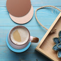Queekay Wooden Drink Coasters Set of 8 with Holder 4in Grey Marble by Deal US