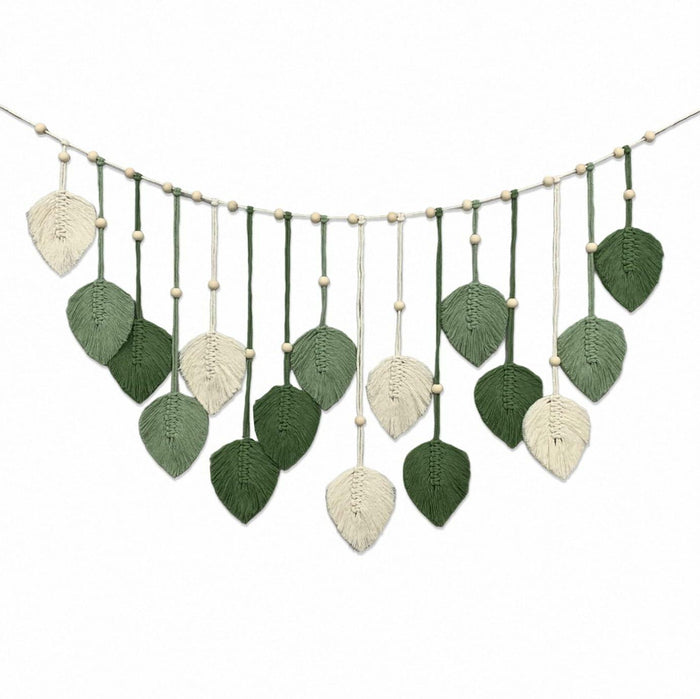 Nature-Inspired Macrame Leaf Wall Hanging Boho Green Tapestry 47.2x30 by Deal US