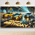 BlissYard Race Car Happy Birthday Banner 70x43" Party Backdrop Decor by Deal US