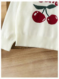 BEAUDRM Girl's Cherry Knit Sweater Long Sleeve Crewneck Apricot Size 11Y by Deal US