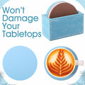 Queekay Wooden Drink Coasters Set of 8 with Holder 4in Grey Marble by Deal US