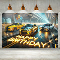 BlissYard Race Car Happy Birthday Banner 70x43" Party Backdrop Decor by Deal US