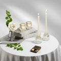 Reversible Glass Candlestick Holders Set of 4 Green Candle Holder Decor by Deal US