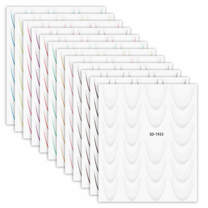 Lnngub Nail Art Stickers French Gradient Stripes White 12 Sheets by Deal US