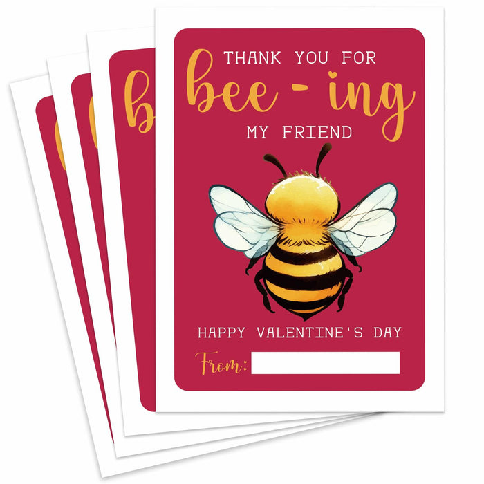 Classroom Valentine's Day Cards Bee Design 5x3.5in 30 Pack Gender Neutral by Deal US