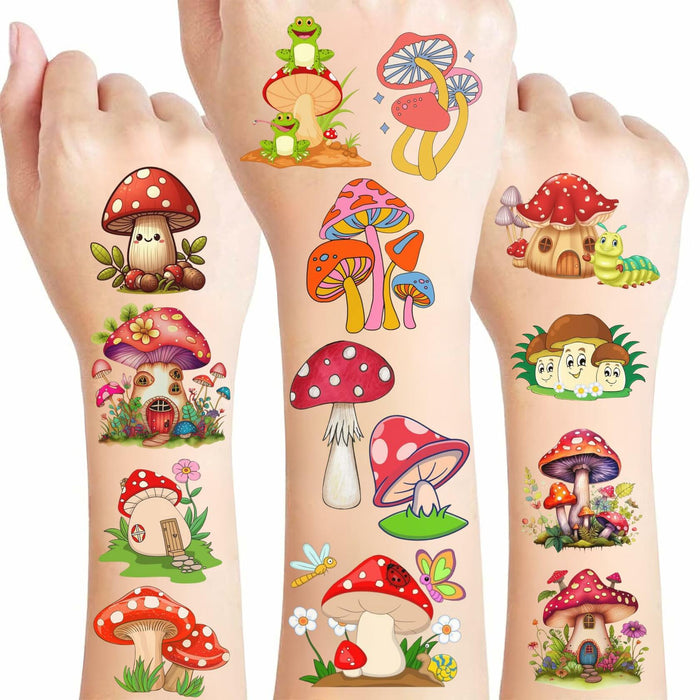 Mushroom Temporary Tattoos 50Pcs Cute Funny Stickers for Kids Boys Girls by Deal US